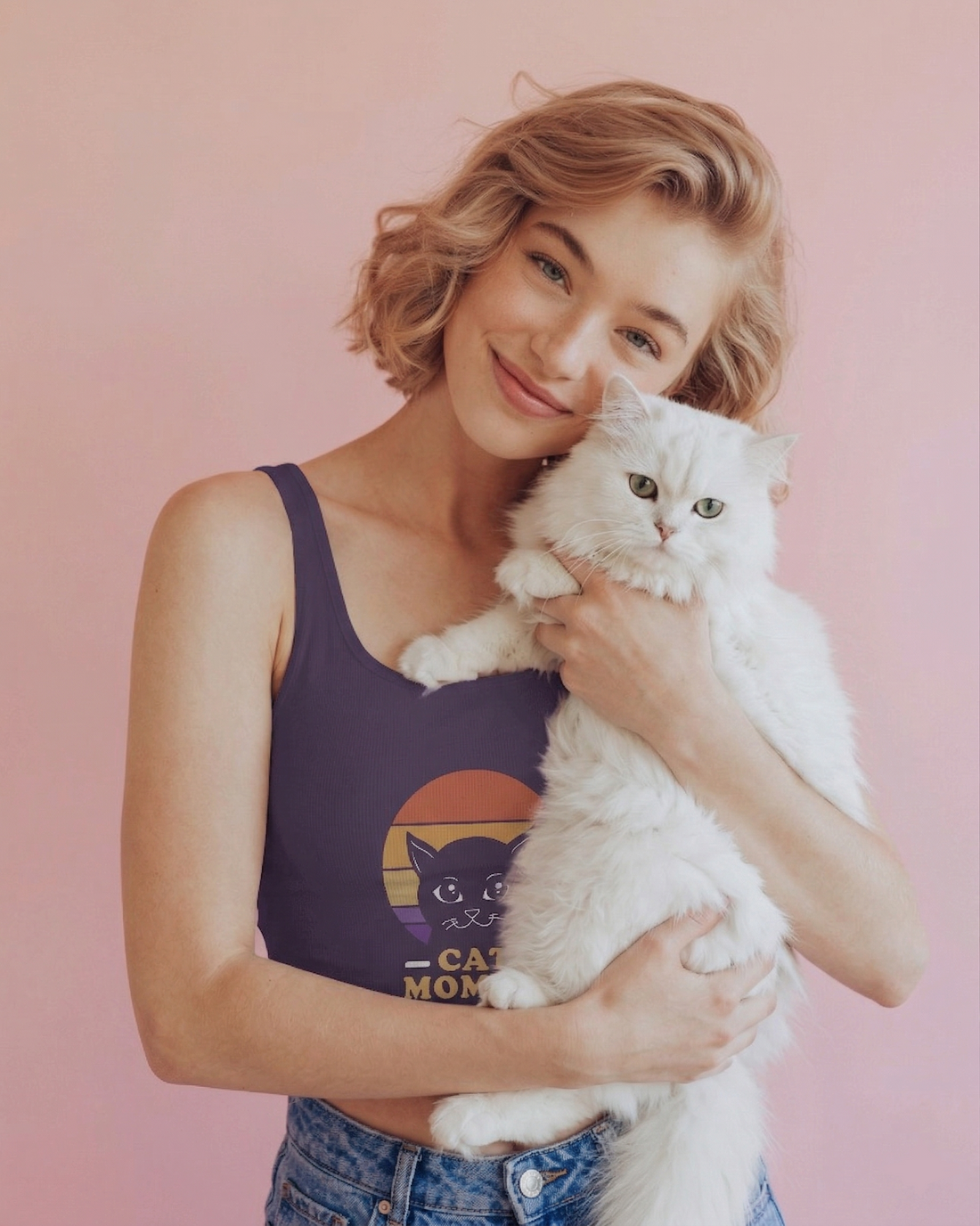 Cat Mommy Purple Crop Tank