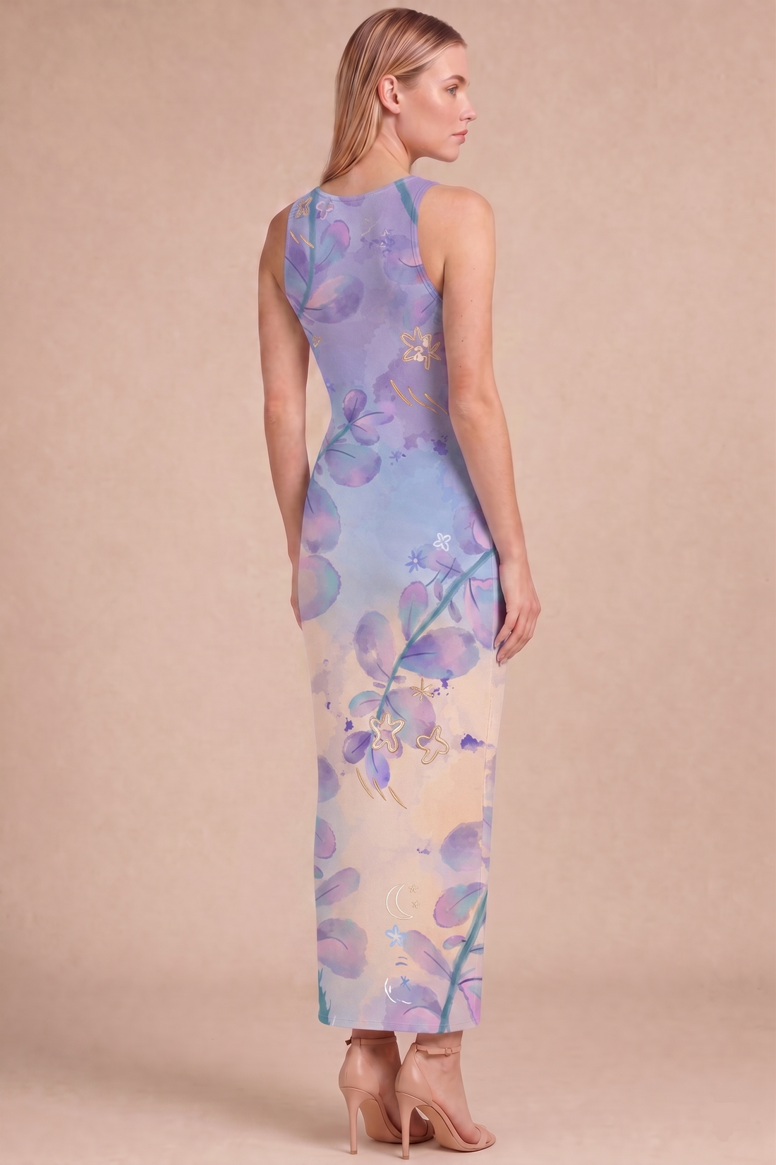 Lavender Watercolor Bodycon Dress
