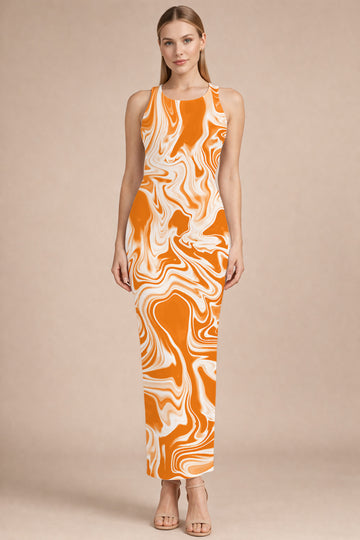 Orange Liquid Bodycon Dress