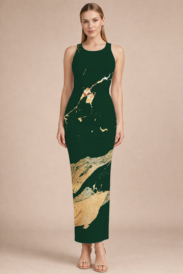 Emerald Gold Marble Bodycon Dress
