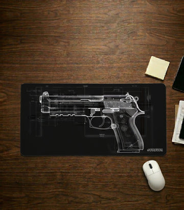 Beretta 92FS Pistol blueprint Large Gaming Pad