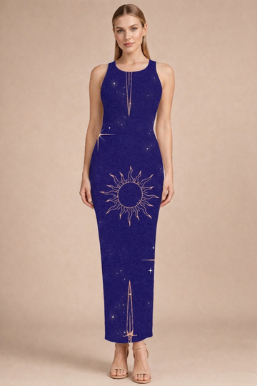Celestial Sun & Stars Bodycon Dress