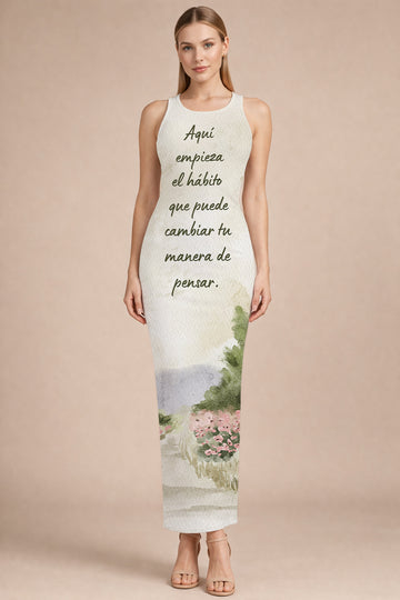 Serenity Quote Print Bodycon Dress