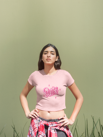 Bi*ch Baby Pink Crop Top