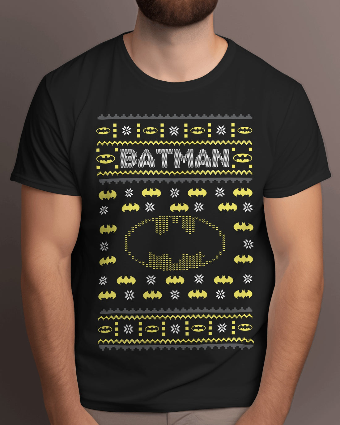 Batman - Fair Isle jacquard Print Unisex Stretch T-shirt