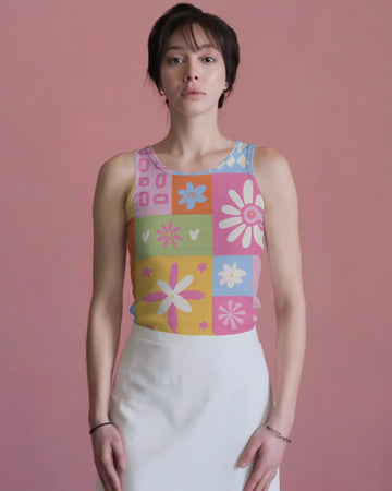 Retro Patchwork Flower Tank Top