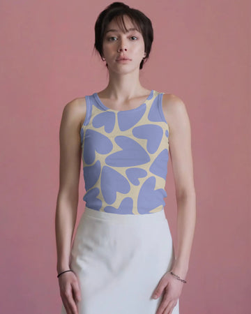 Pastel Heart Print Tank Top