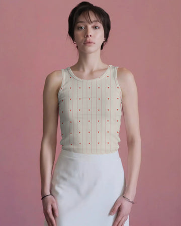 Minimal Heart Stripe Tank Top