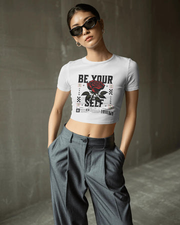 Be Your Self White Baby Tee