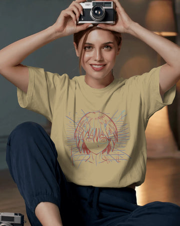 Women's Glitch Art Anime Oversized T-Shirt